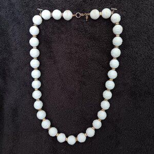 Vintage Trifari White Lucite Ball of Yarn Gold Tone Necklace